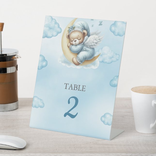 Table Number Oh Baby Teddy Bear Pedestal Sign (In SItu)