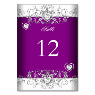 Table Number Plum Pink Wedding Silver Diamond