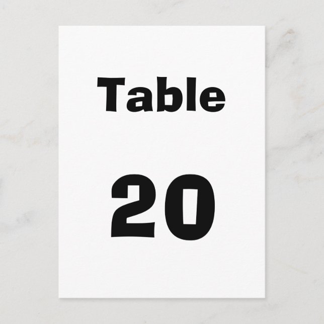 Table Number Postcard (Front)