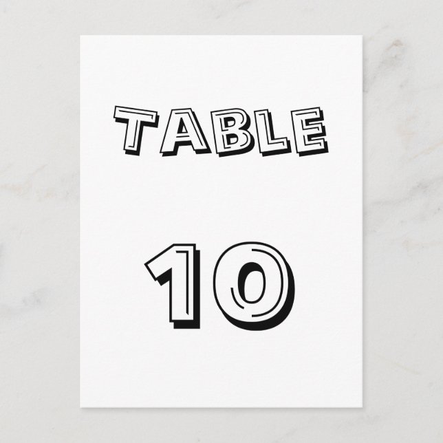 Table Number Postcard (Front)