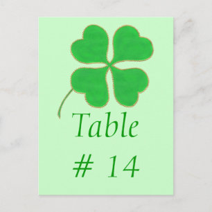 Table Number postcards, Green Shamrock Gold Dots Postcard
