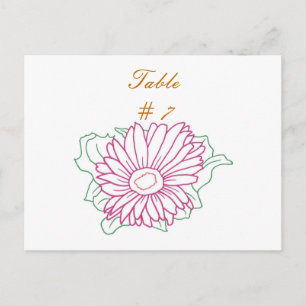 Table Number postcards, Pink Fuchsia Sunflower Postcard