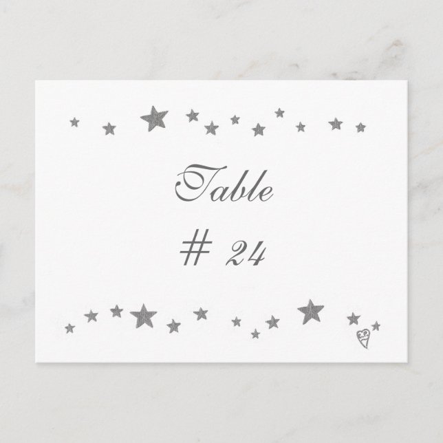 Table Number Postcards, silver stars border Postcard (Front)