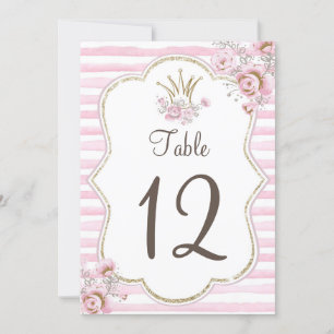 Table number princess floral pink gold