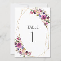 Table Number Purple & Blue Roses