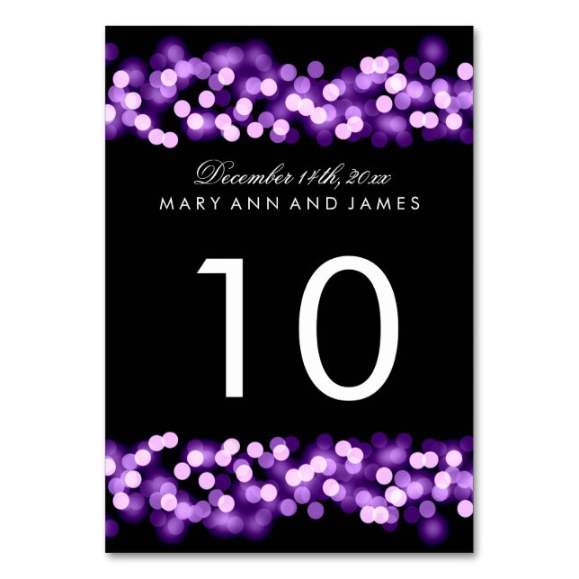 Table Number Purple Hollywood Glam (Front)