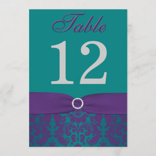 Table Number   Purple, Teal Damask