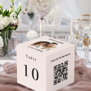 Table number QR code bar menu photo blush pink Cube