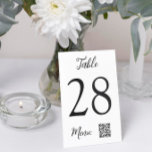 Table Number QR Code Menu Wedding<br><div class="desc">Elegant table cards in black and white with a clean and minimal design and a QR code to access the wedding menu online.</div>