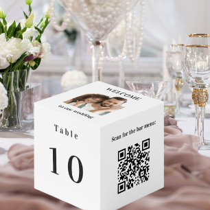 Table number QR code menu white photo Cube