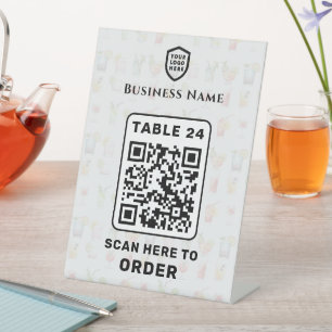 Table Number QR Code Scan to Order Restaurant Pedestal Sign