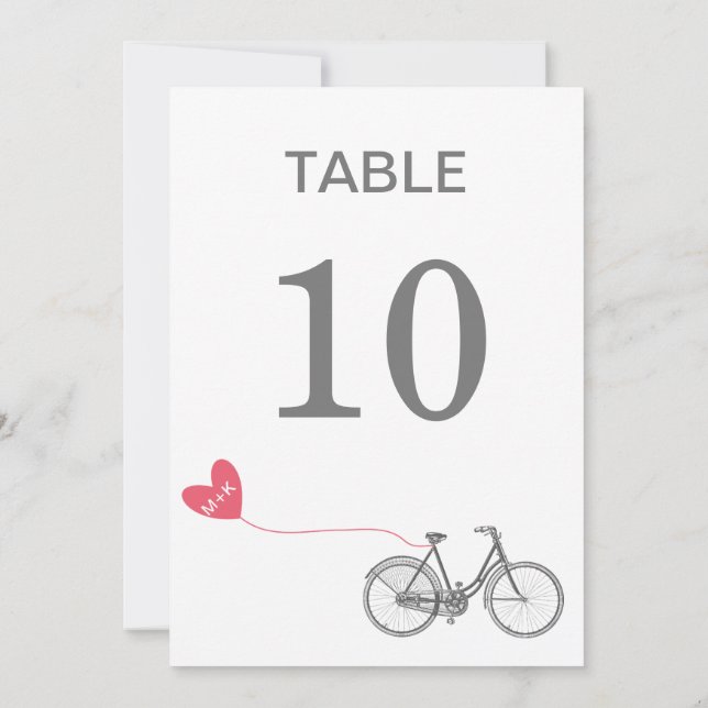 Table number romantic bike with initials (Back)