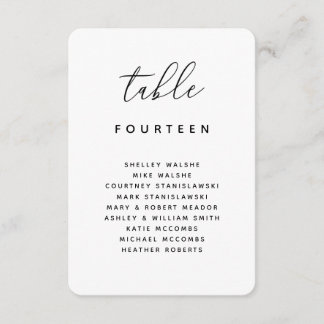 Table Number Seating Chart Escort Place Card