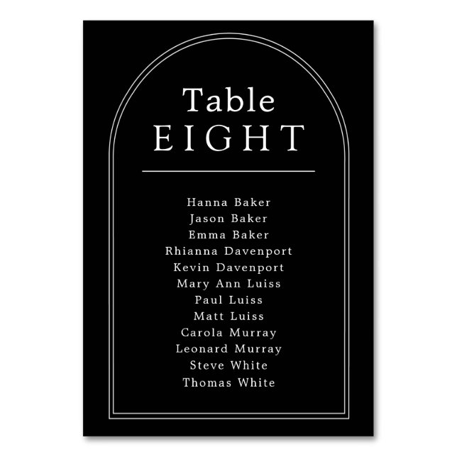 Table number seating chart minimal arch (Front)