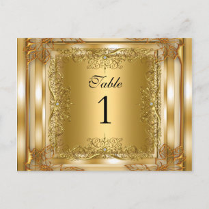 Table Number Seating Place Cards Gold