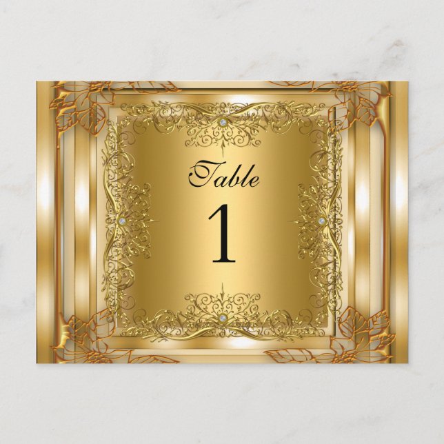 Table Number Seating Place Cards Gold (Front)