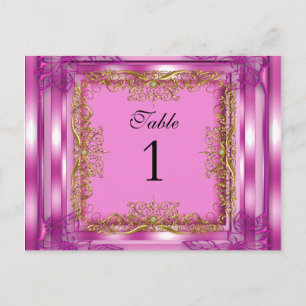 Table Number Seating Place Cards Gold Pink