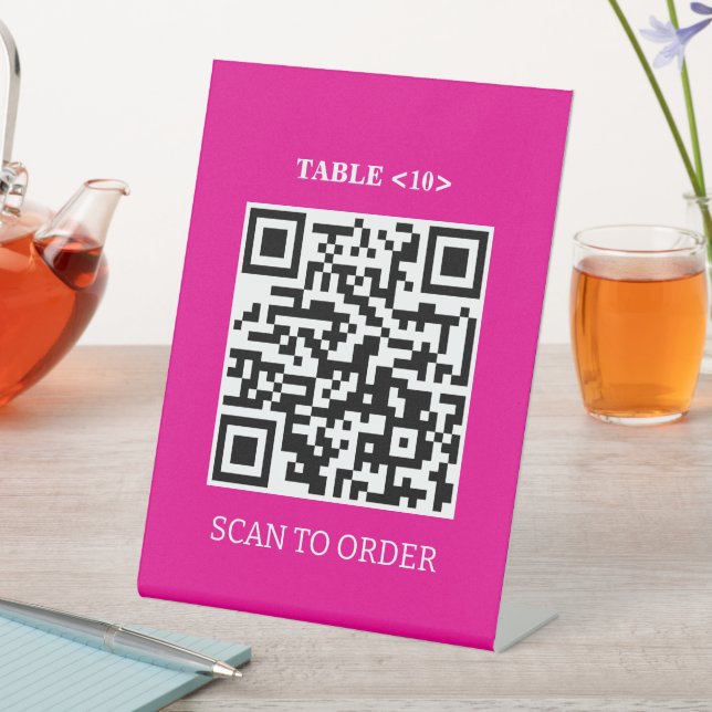 Table Number Sign, QR Code Scan to Order Pedestal Sign (In SItu)