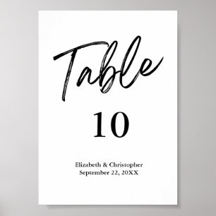 Table Number Signs Black White Minimalist Wedding