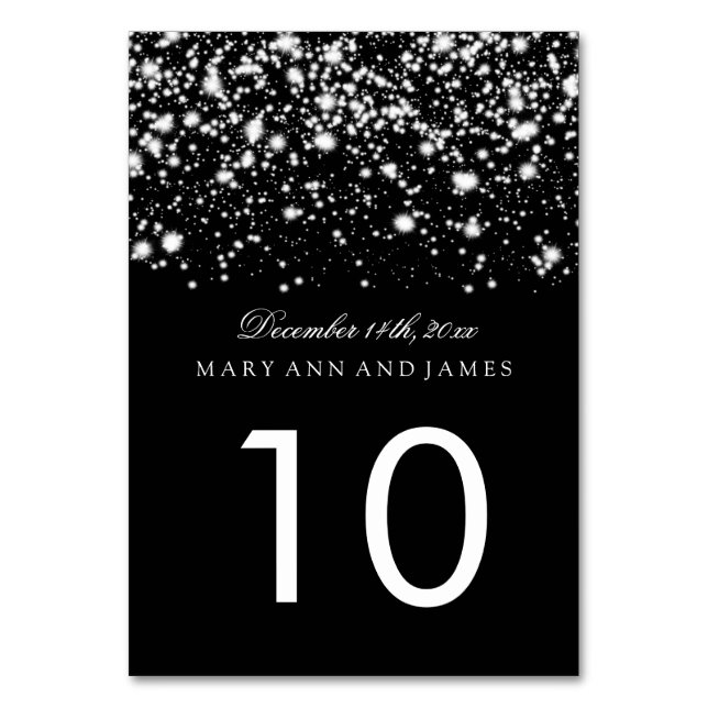 Table Number Silver Midnight Glam (Front)