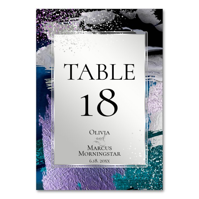 TABLE NUMBER | Silver Teal Orchid Abstract (Front)