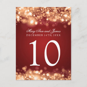 Table Number Sparkling Lights Gold Postcard