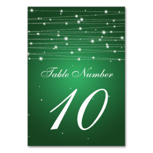 Table Number Sparkling Lines Emerald Green