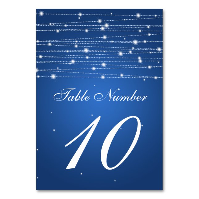 Table Number Sparkling Lines Sapphire Blue (Front)