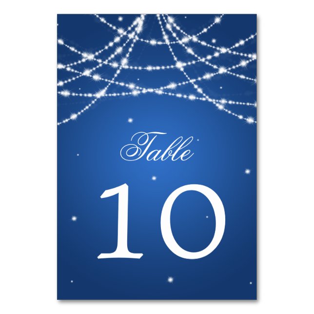 Table Number Sparkling String Blue (Front)