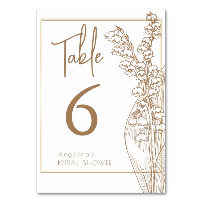 Table Number Tabletop Signs bridal shower. (Front)