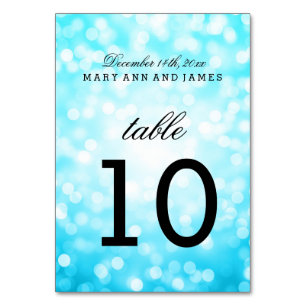 Table Number Turquoise Glitter Lights
