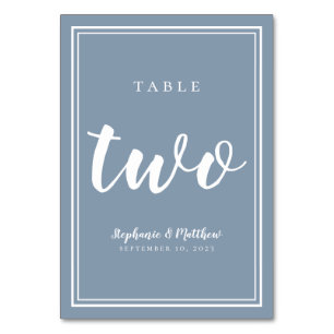 Table Number Two   Dusty Blue Wedding Simple
