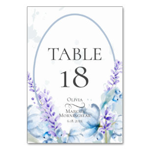 TABLE NUMBER   Watercolor Lavender - Dusty Blue
