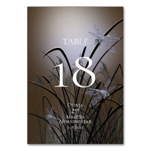 TABLE NUMBER Watercolor Soft Mocha Dragonflies