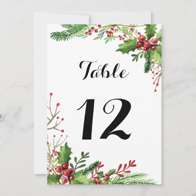 Table number wedding botanical watercolor (Front)