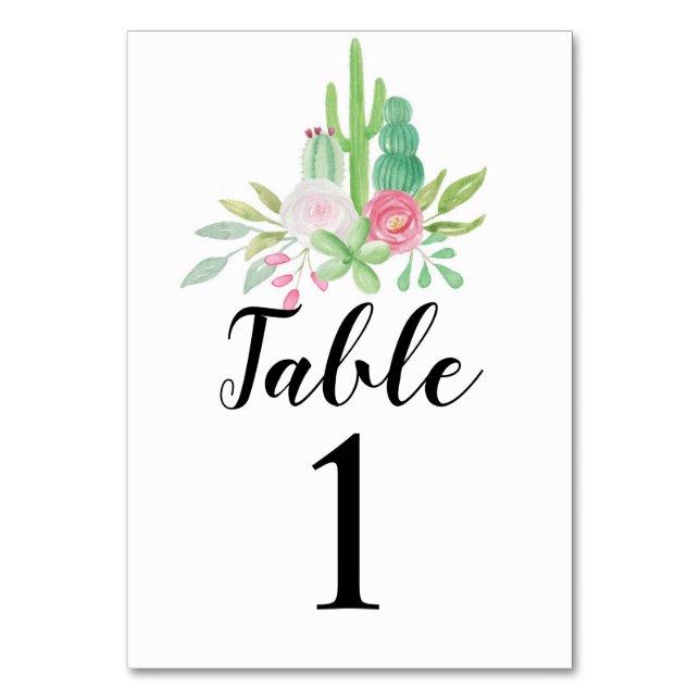 Table Number Wedding Cactus Reception Cards Cacti (Back)