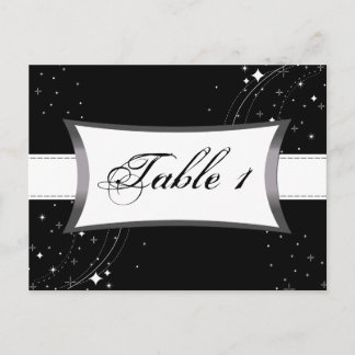 Table Number Wedding Card - Black Starry Night