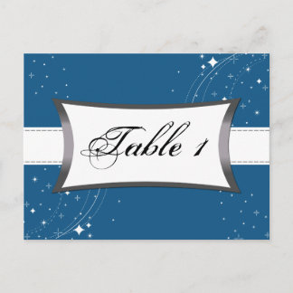 Table Number Wedding Card - Blue Starry Night