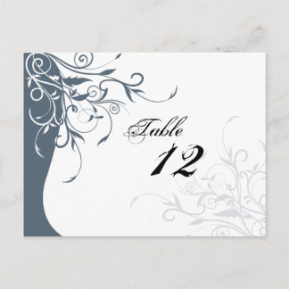 Table Number Wedding Card - Blue & White Floral