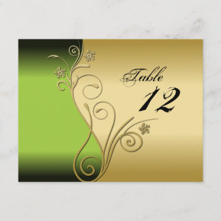 Table Number Wedding Card - Classy Green & Gold