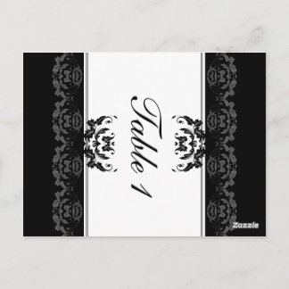 Table Number Wedding Card - Elegant Foliage Damask