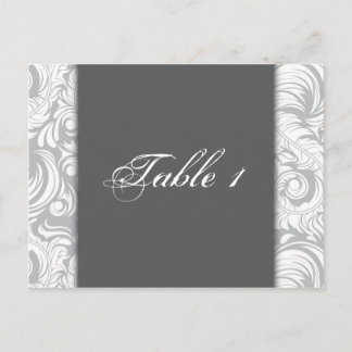 Table Number Wedding Card - Elegant Grey Swirls