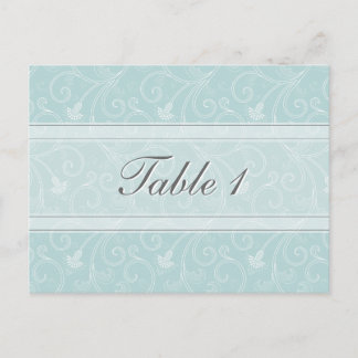Table Number Wedding Card Light Blue Floral