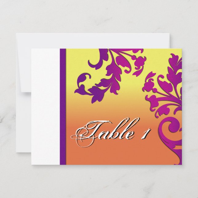 Table Number Wedding Card - Tropical Destination (Front)