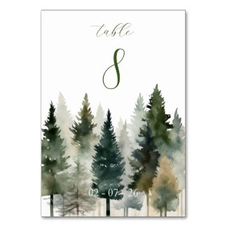 Table Number | Wedding | Forest Pines Watercolor