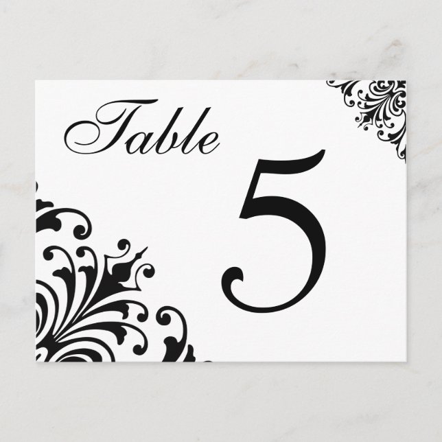 Table Number Wedding Reception Cards (Front)