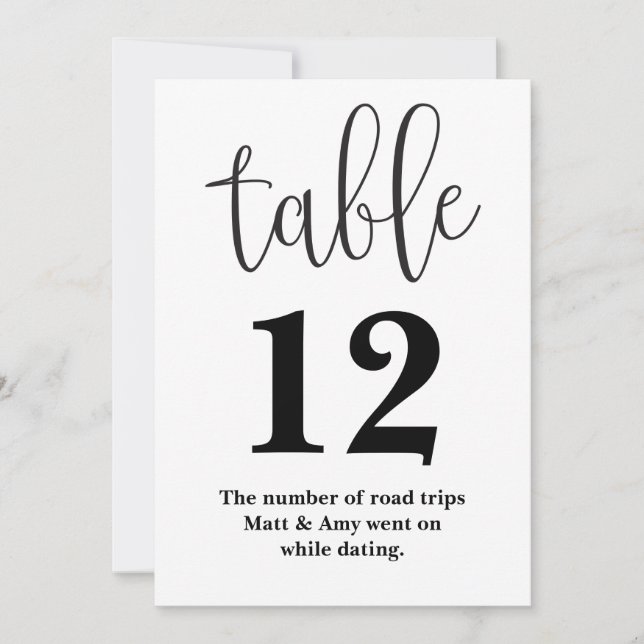 Table Number Wedding Reception Sign (Front)