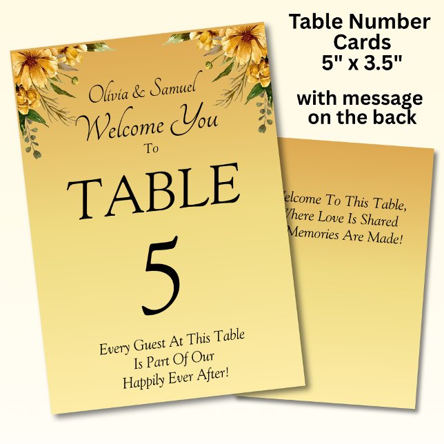 Table Number - with Welcome Message  Golden Flower (Creator Uploaded)