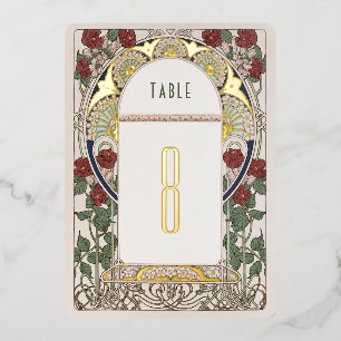 Table Numbers Bougainvillea Burgundy Gold Wedding