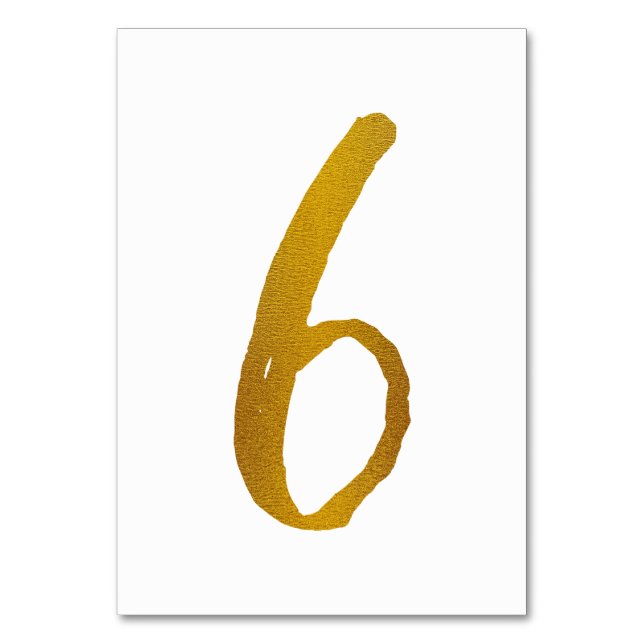 Table Numbers - Casual Brush Script Typography - 6 (Front)